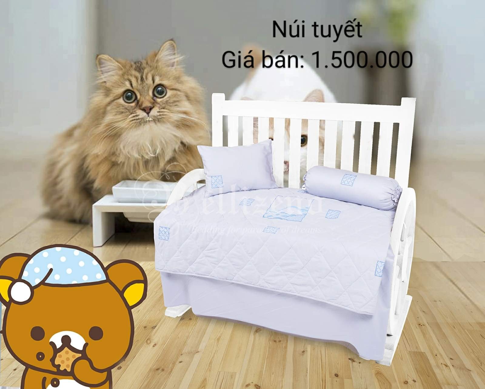 Chăn chần gối Núi tuyết - xanh nhạt